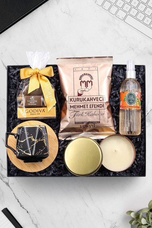 Turuncu Fincan & 2'Li Teashop Bitki Çayı & Mini Kolonya & Bademli Kurabiye & Apitera Bal Hediye Seti
