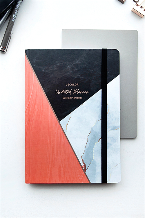 17x24 Süresiz Planlayıcı Ajanda Defter Mermer Pudra