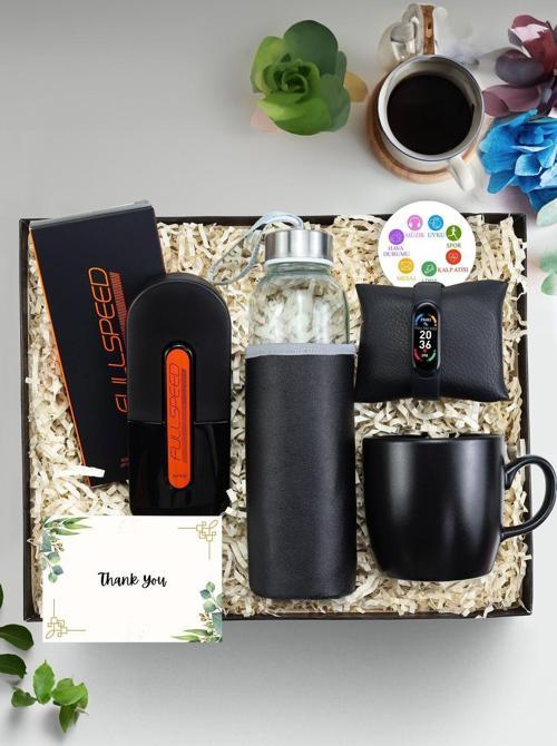 Akıllı Bileklik Smart Band M6 & 500 Ml Su Matarası & Full Speed Erkek Parfüm & Kupa Hediye Seti
