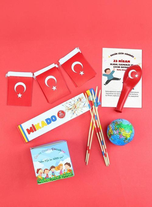 Asma Türk Bayrağı & Balon & Dünya Baskılı Stres Topu & Çocuk Dikim Kiti & Mikado Seti
