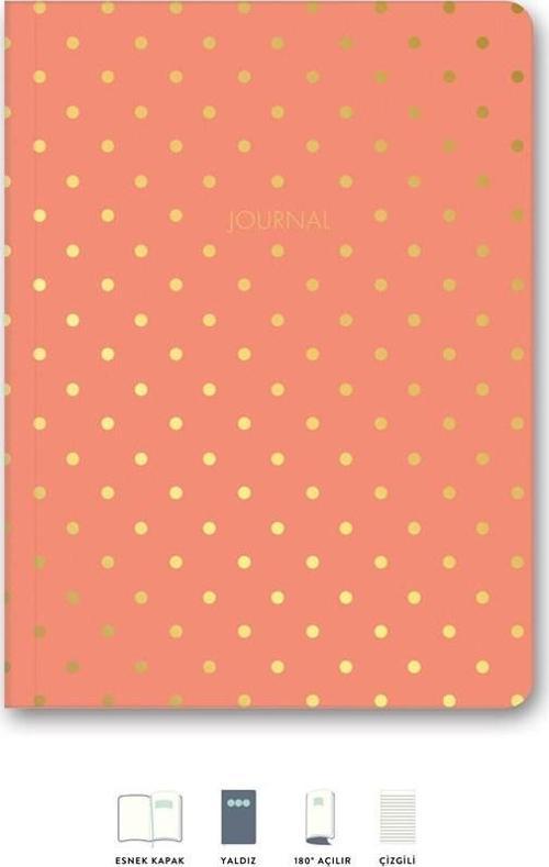 Puantiyeli Mini Defter Çizgili Mercan 14x20 cm