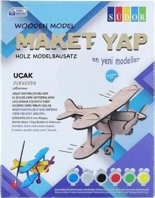 Südor Ahşap Maket Uçak Boyama Seti 15X15X6 cm N:MD201 Südor