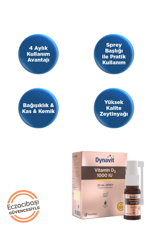 Vitamin D3 1000 IU (25mcg) 20 mL Sprey - D3 Vitamini - Bağışıklık & Kas & Kemik