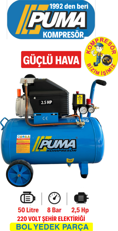 50 Lt Hava Kompresörü (2,5HP)
