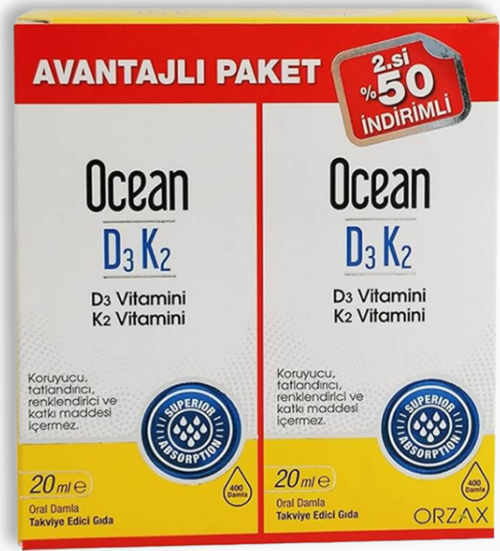 Vitamin D3k2 Damla 20 ml 2'li Avantaj Paket