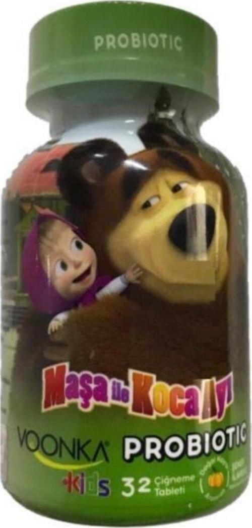 Kids Maşa Ve Koca Ayı Probiotik Kayısı Aromalı 32 Çiğneme Tableti