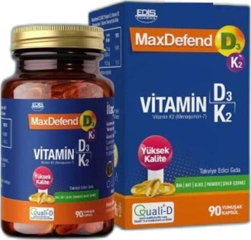 Maxdefend Vitamin D3 K2 90 Yumuşak Kapsül