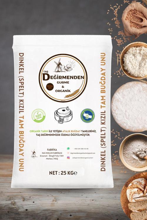 Organik Atalık Dinkel Spelt Kızıl Tam Buğday Unu - 25 Kilo