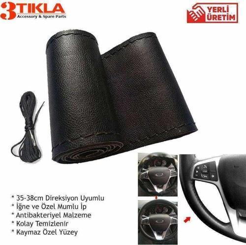 Premium Siyah direksiyon Kılıfı Siyah Dikişli