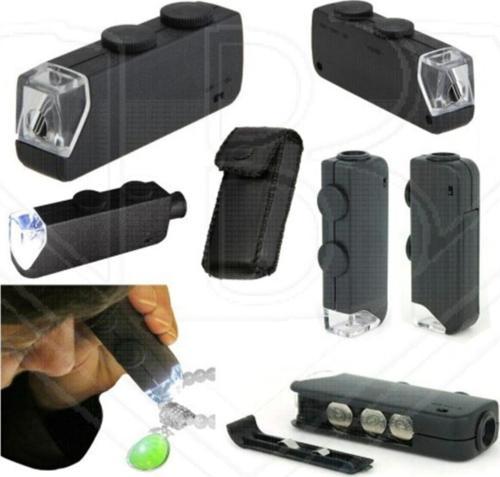Mini 60X 100X Zoom Lens Odak Takı Led Cep Mikroskop Büyüteç