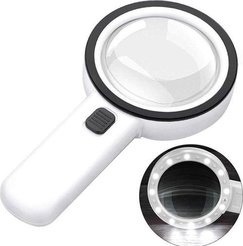 30X 95 Mm Çift Hd Optik Cam Lens El Büyüteç 1 Uv 12 Led Işıklı