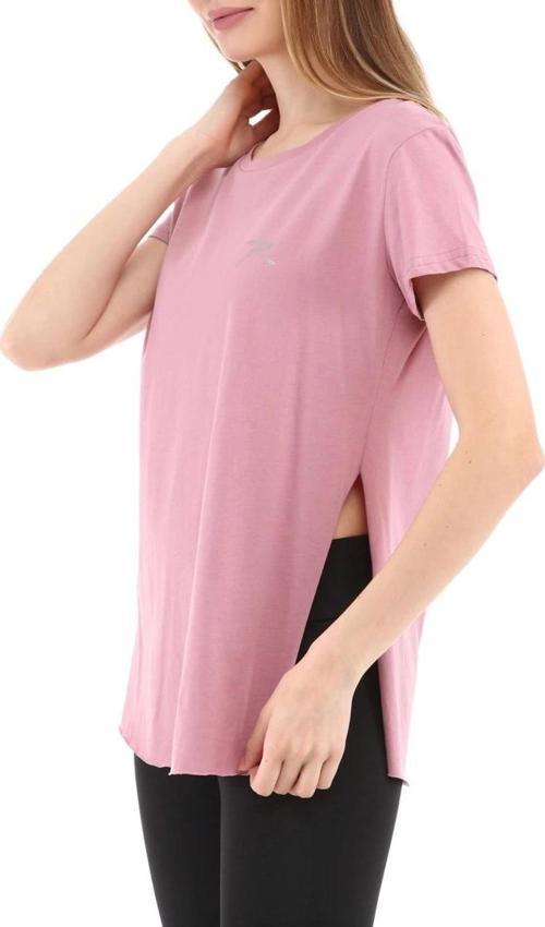 Kadın %100 Pamuk Bisiklet Yaka T-Shirt FUMUS PEMBE