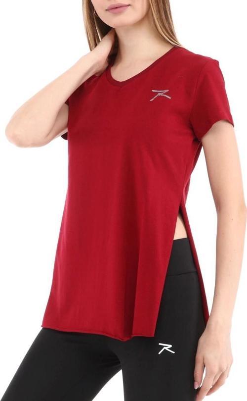Kadın %100 Pamuk V Yaka T-Shirt FRAGUM BORDO