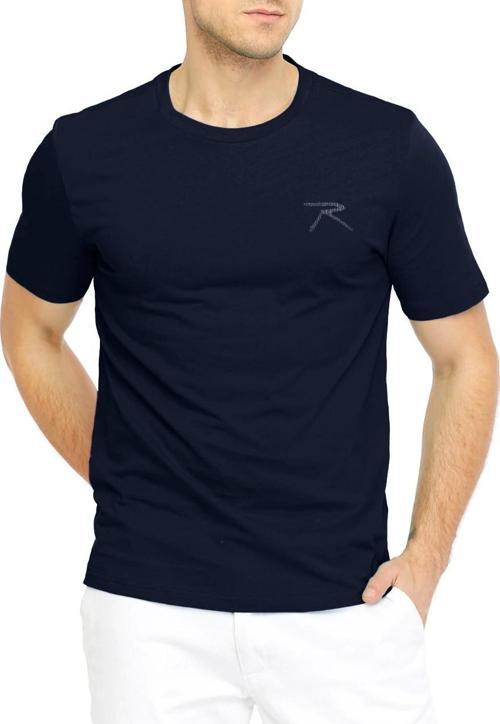 Erkek %100 Pamuk T-Shirt PATEO LACİVERT