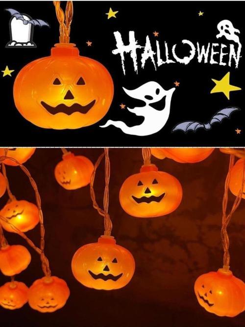 HALLOWEEN BALKABAĞI PİLLİ LED IŞIK 10 AMPÜL 195CM