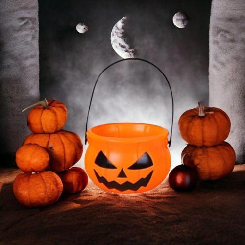 HALLOWEEN BALKABAĞI ŞEKER KOVASI PLASTİK 18CM AST6776