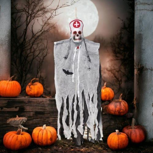 Halloween Kuru Kafa Hemşire Hayalet Iskelet Asılabilir Parti Dekoru 140cm Ast6749