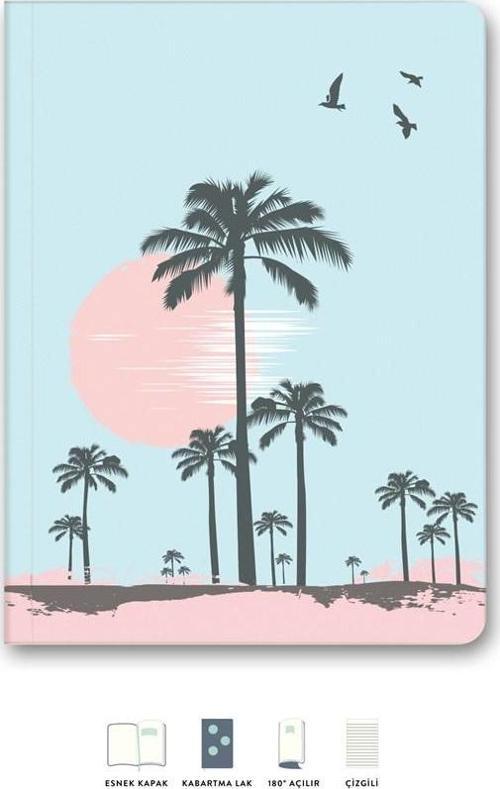 Naturel Mini Defter Çizgili Palmiye 14x20 cm