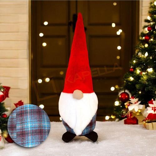 Yılbaşı Noel Baba Dekoratif Biblo Bordo Mavi Ekose