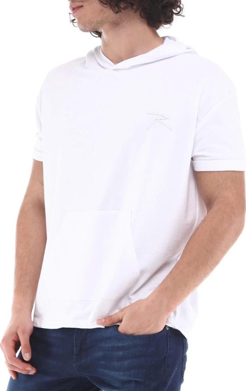 Pamuklu Kapüşonlu Kısa Kollu Sweatshirt OCULUS BEYAZ