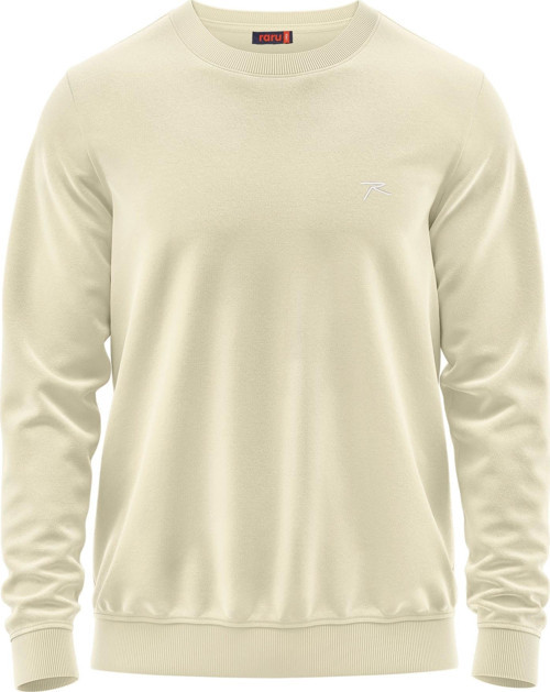 %100 Pamuk Bisiklet Yaka Unisex Basic Sweatshirt AUDAX EKRU