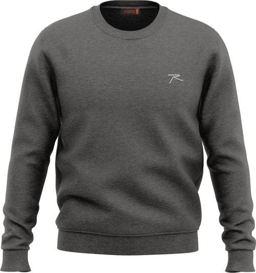 Pamuklu Bisiklet Yaka Unisex Basic Sweatshirt AUDAX ANTRASİT MELANJ