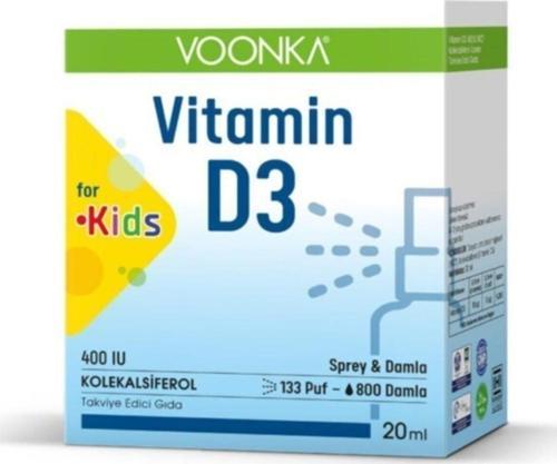 Vitamin D3 400 Iu Çocuklar Için Takviye Edici Sprey 20 Ml