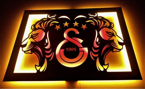 Led Işıklı Galatasaray Ahşap Duvar Dekoru,Mdf Tablo