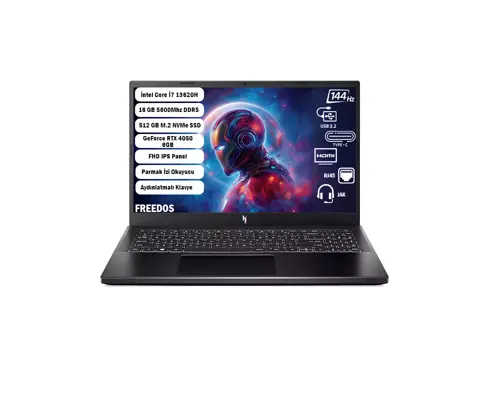 Nitro V 15 ANV15-51 Intel I7-13620H 16 GB 512 GB SSD RTX 4050-6 GB 15.6" 144 Hz Freedos NH.QNBEY.002