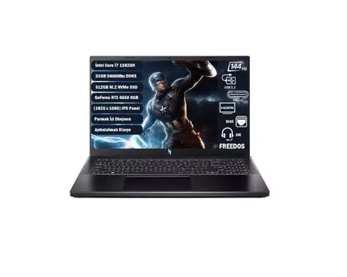 Nitro V 15 I7-13620H 32 GB 512 GB SSD Rtx 4050-6 GB 15.6" Fhd IPS 144Hz Freedos NH.QNBEY.002+325