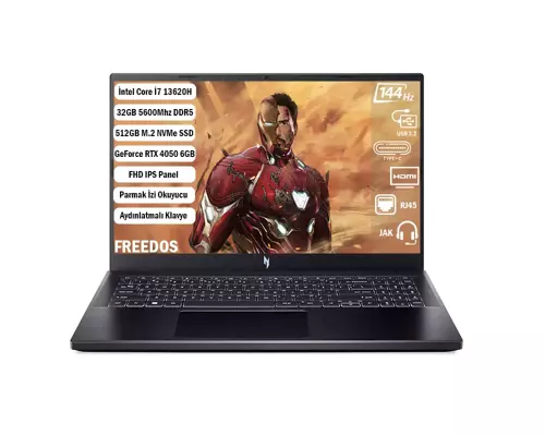 Nitro V 15 I7-13620H 32 GB 512 GB SSD Rtx 4050-6 GB 15.6" Fhd IPS 144Hz Freedos NH.QNBEY.002+325