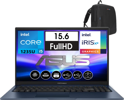 vivobook 15 X1504ZA Intel I5-1235U 40GB 512GB SSD Intel Iris Xᵉ Graphics 15.6" Fhd WIN11HOME Taşınabilir bilgisayar NJ18037 + Zetta Çanta