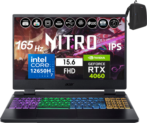 Nitro 5 AN515-58 Intel Core I7-12650H 96GB Ddr5 1tb SSD 8GB/RTX4060 WINDOWS11PRO 15.6" 165Hz Fhd IPS Taşınabilir Bilgisayar WNHQM0EY00B58 + Weblegelsin Çanta