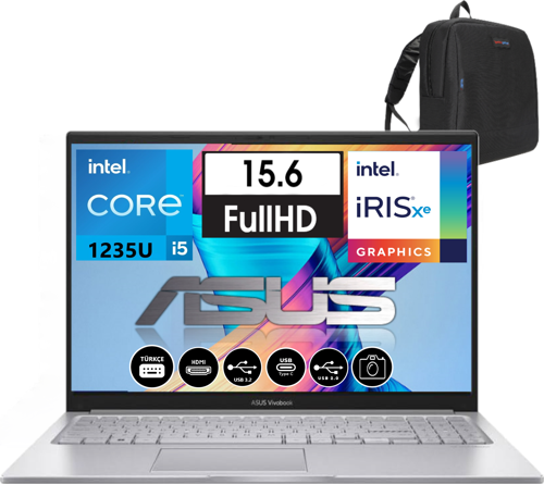 vivobook 15 X1504ZA Intel I5-1235U 40GB 1tb SSD Intel Iris Xᵉ Graphics 15.6" Fhd Freedos Taşınabilir bilgisayar NJ67018 + Zetta Çanta