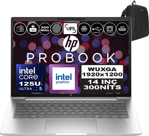 Probook 440 G11 Intel Core Ultra 5 125U Ddr5 24GB 1tb SSD Intel® Aı Boost 14" Wuxga IPS Windows 11 Pro Taşınabilir Bilgisayar A22ZCEAP06 + Zetta Çanta