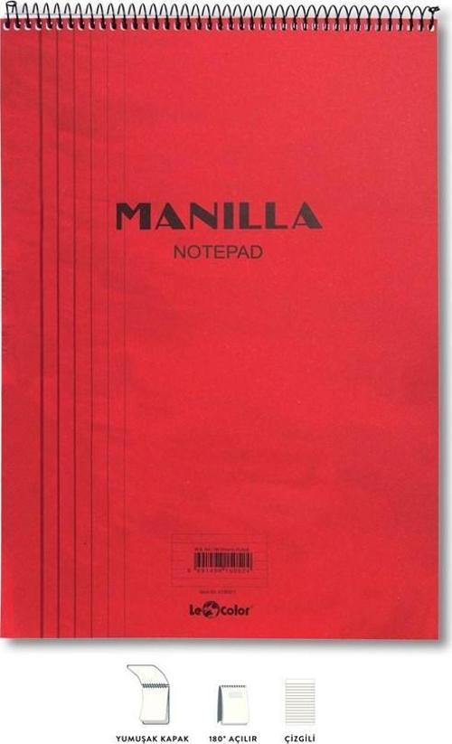 Manilla Ofis Bloknot A4 Çizgili Kırmızı