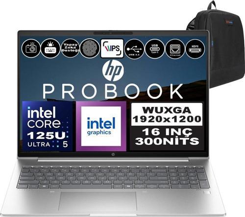 Probook 460 G11 Intel Core Ultra 5 125U Ddr5 16GB 512GB SSD Intel® Aı Boost 16" Wuxga IPS Windows 11 Home Taşınabilir Bilgisayar A23BKEAH01 + Zetta Çanta