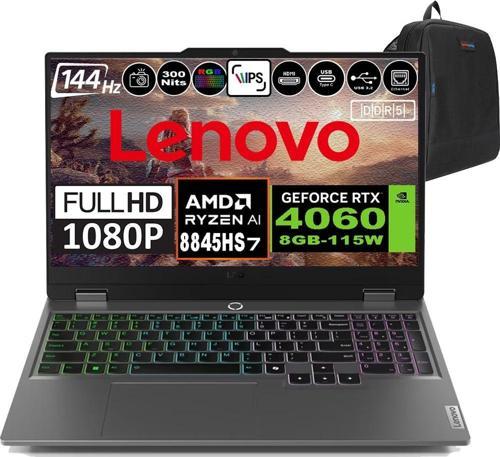 Loq 15AHP9 Amd Ryzen 7 8845HS Ddr5 16GB 2tb SSD RTX4060-8GB 300NITS 15.6" 144Hz Fhd Windows 11 Pro Taşınabilir Bilgisayar 83DX00B1TRP03 + Zetta Çanta
