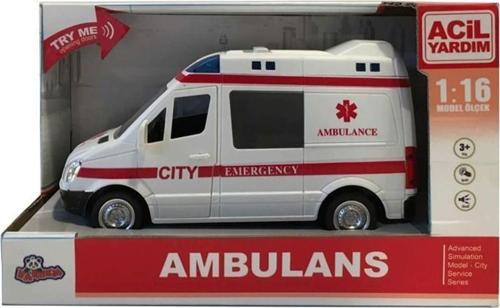 Işıklı Ve Sesli Sürtmeli Polis Ve Ambulans Minibüs 1:16 (Karışık Model 1 Adet)