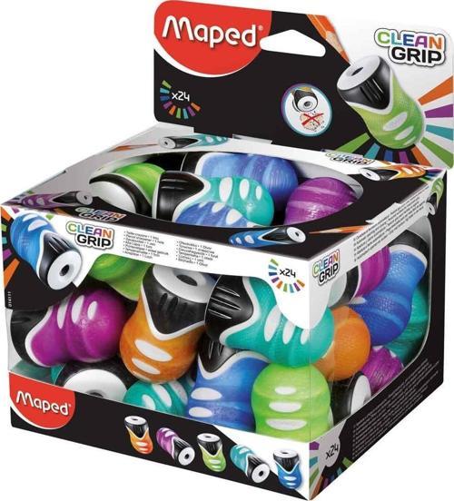 Kalemtıraş Clean Grip Tek Delikli Plastik Hazneli Kalemtıraş (24 Lü Paket)