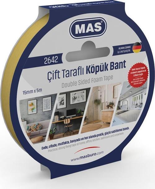 Çift Taraflı Köpük Bant 15 MM x 5 Metre Çift Taraflı Köpük Bant