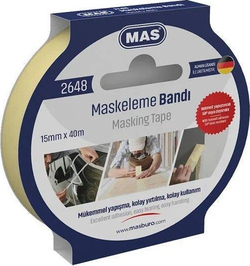 Krepe Maskeleme Bantı 15 Mm X 40 Metre Maskeleme Bandı