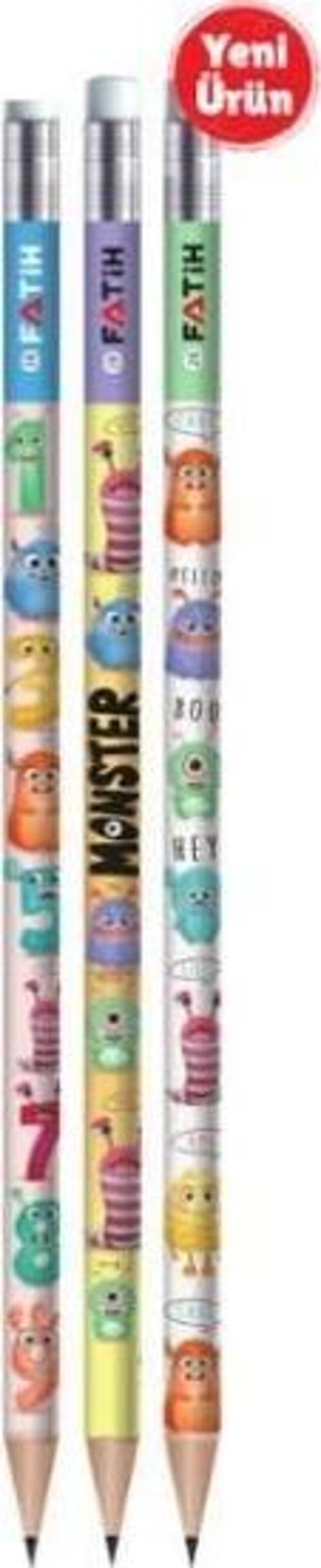 Kurşun Kalem Monster Silgili Kurşun Kalem (72 Li Paket)