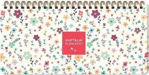 Spiralli Planner Krem Çiçek 13x27 Cm Spiralli Haftalık Planlayıcı