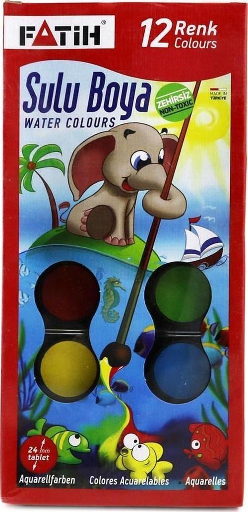 Sulu Boya Aquarell Büyük Boy 12 Renk 33 ML K-12