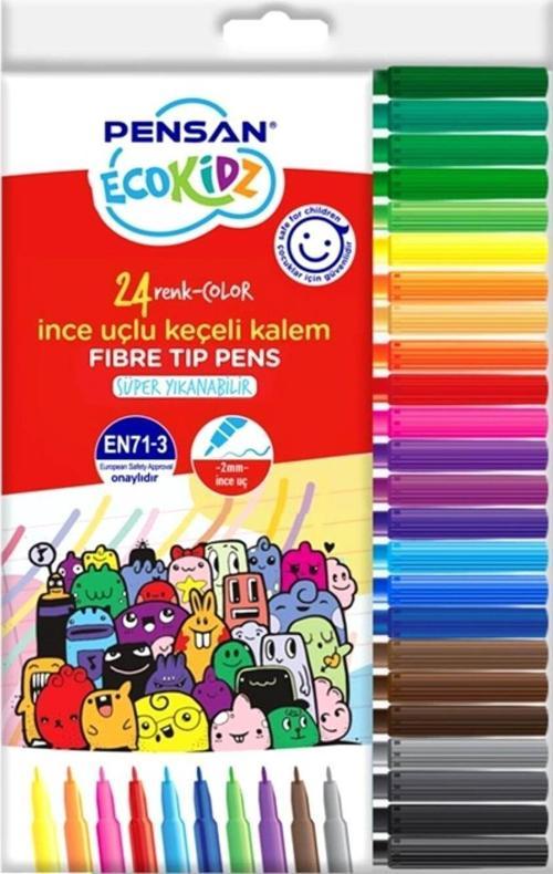 Kidz Keçeli Kalem 24 Renk İnce Uçlu Keçeli Boya Kalemi