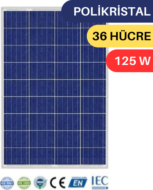 125W POLYKRİSTAL GÜNEŞ PANELİ