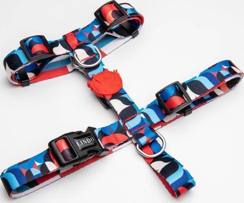 Lindo Dogs Red Line H Tipi Köpek Göğüs Tasması Kırmızı/Mavi Beden Medium