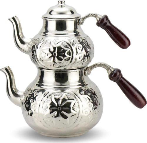 Yıldız İşlemeli Bakır Çaydanlık