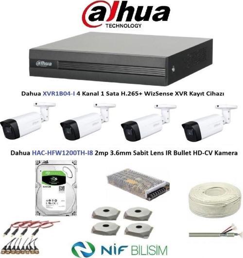 2mp 4 kameralı Dış ortam AHD Full Kamera Seti 500GB Disk HAC-HFW1200TH-I8 Büyük Kasa